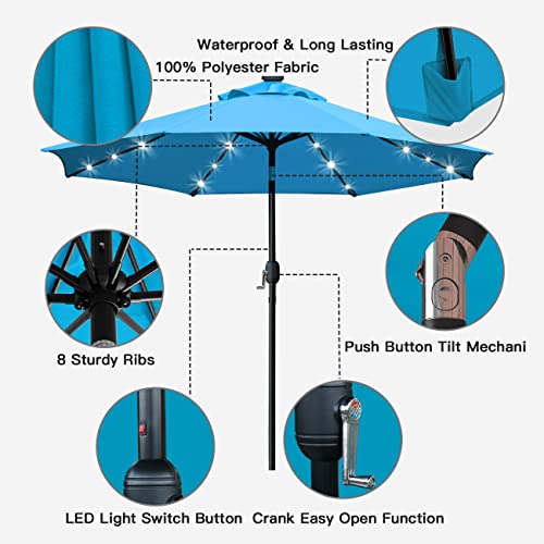 9' Solar LED Patio Umbrella