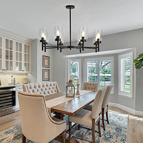 Black 8 Light Large Modern Chandelier