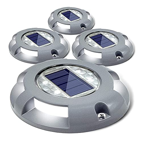 Solar Deck Lights Outdoor LED Driveway Dock Lights (4 Count)