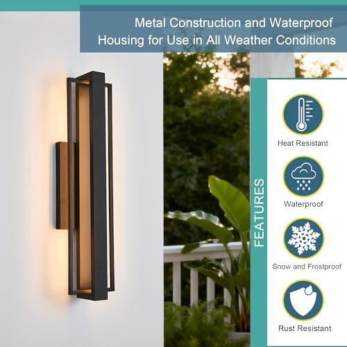 2 Pack 23 inch Modern Large Outdoor Waterproof LED Wall Light (2 Count)
