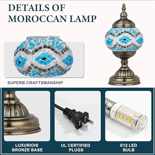 Turkish Mosaic Lamp Stained Glass Table Lamp with Tiffany Style