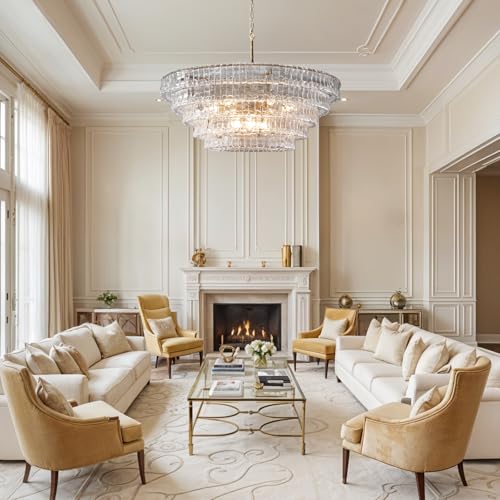Clear Glass 47 inch Round Chandelier for Dining Room