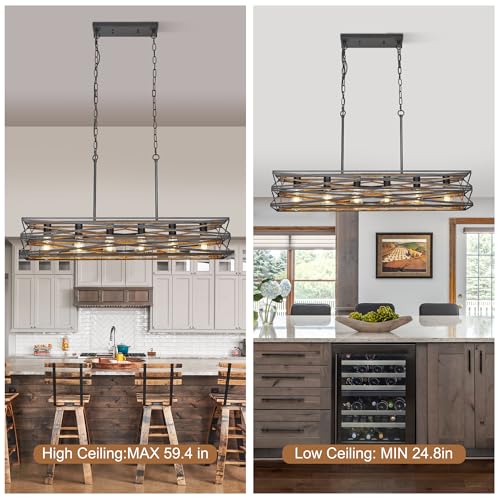 40''Large Farmhouse Rectangular Chandeliers for Dining Room (6 Count)