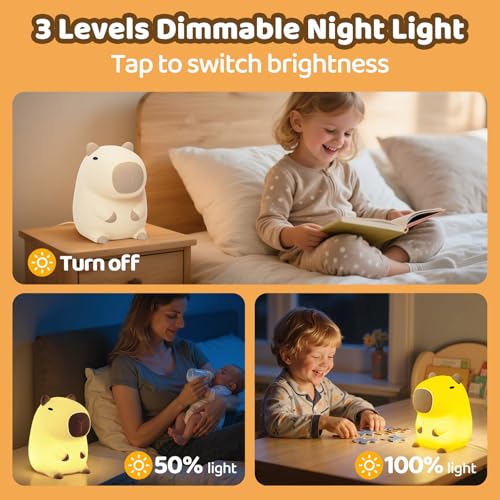 Huggwaii Squishy Capybara Night Light for Kids