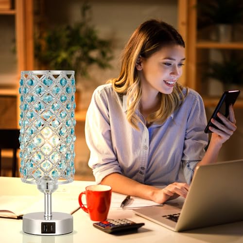 Blue Crystal Bedside Lamp