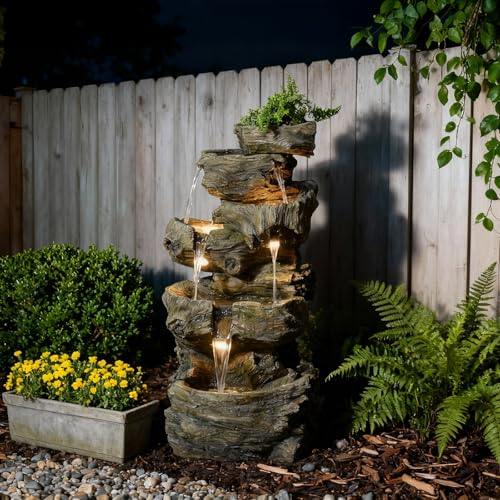 40.6" H Wood Like Water Fountain Indoor & Outdoor 5