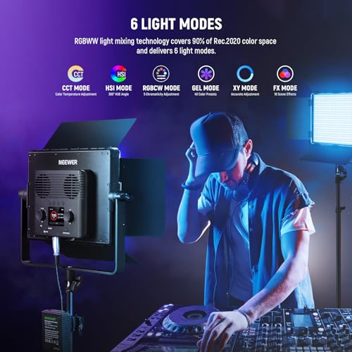 2 Pack PL60C RGB LED Panel Video Light Kit with 6.6ft (2 Count)