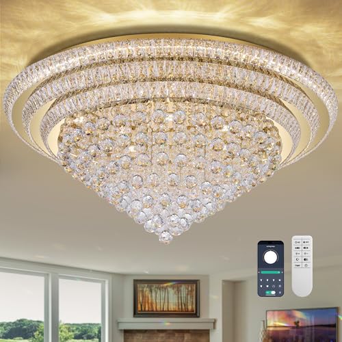 40" Gold Crystal Chandeliers