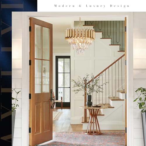 Gold Crystal Chandelier 16”Modern Ceiling Dining Room Pendant Light Fixtur