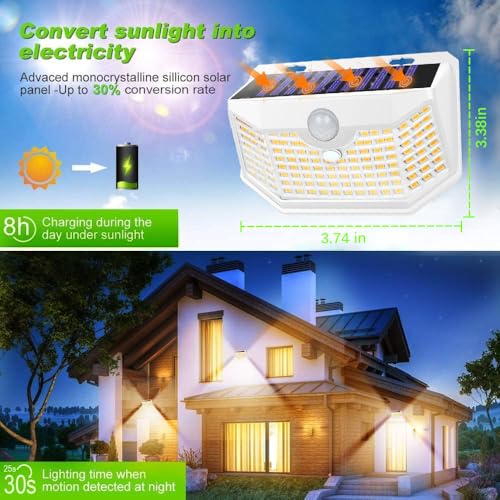 120 LED Solar Lights Outdoor Motion Sensor (4 Count)