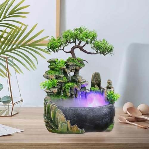 11 Inch Tabletop LED Waterfall Fountain with Mist Effect