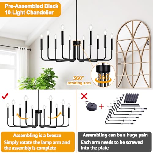Black 10 Light Chandelier