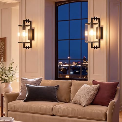 Modern Black Glass Wall Sconce with Super Clear Tempered Glass