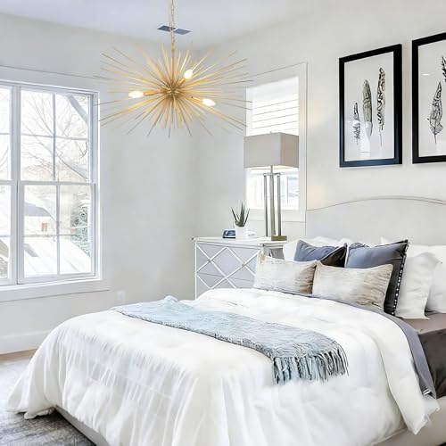 31in 4 Light Gold Sputnik Chandelier Mid