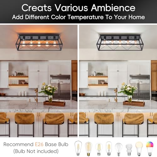 31.5" Black Flush Mount Ceiling Light Fixture