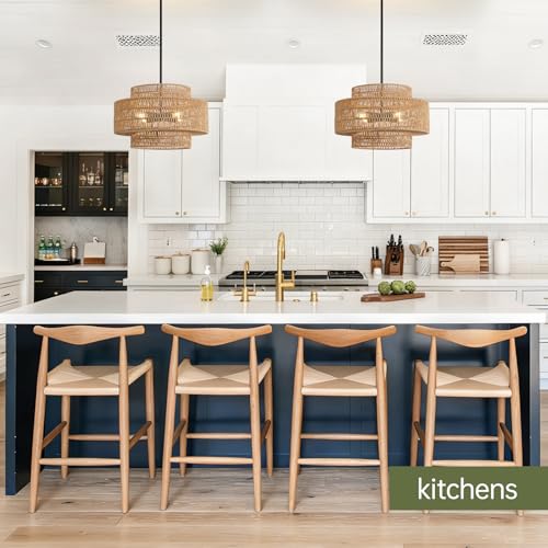 17.7" Rattan Chandelier for Dining Room