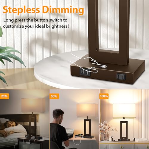 3 Color Temperatures Brown Table Lamps for Bedrooms Set of 2 (2 Count)