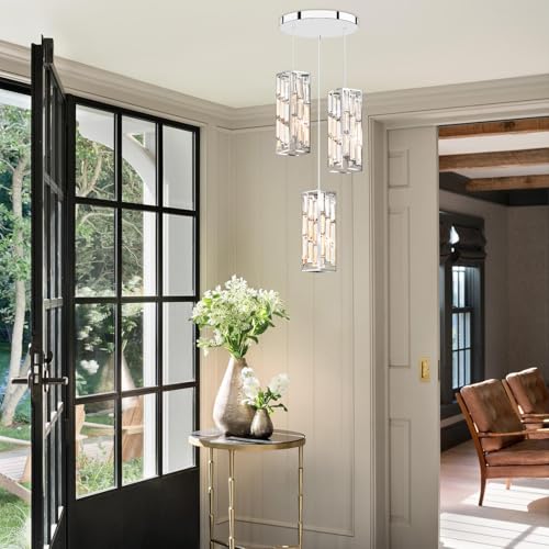 Modern 3 Light Crystal Pendant Light Fixture Kitchen Island
