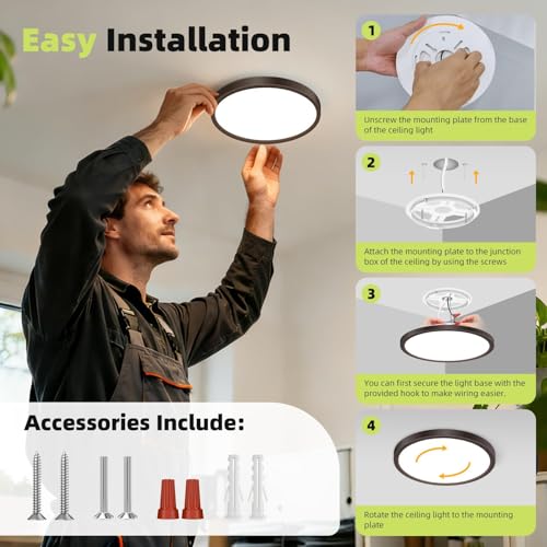 2PACK Flush Mount LED Ceiling Light Fixture (2 Count)