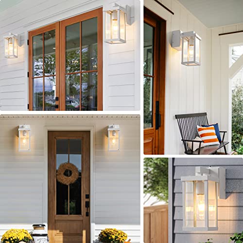 Porch Lights with GFCI Outlets Dusk to Dawn Outdoor Wall Lights Waterproof Exterior Lighting Fixtures Modern Outside Lights Wall Mount for House Patio Garage (2 Count)