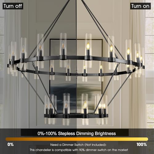 Black Wagon Wheel Chandelier 2 Tier