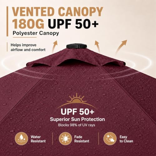 9FT Solar Patio Umbrella w