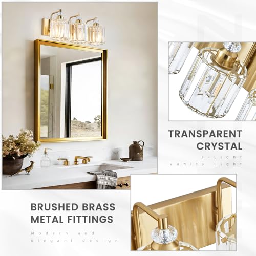 3 Light Modern Gold Bathroom Vanity Lights Brushed Brass Lighting Fixtures Over Mirror