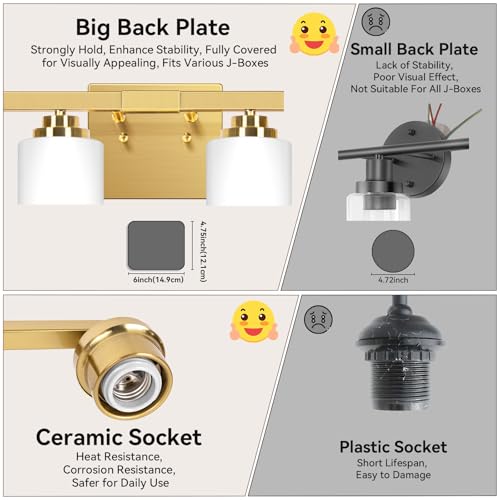 4 Light Gold Bathroom Light Fixtures Over Mirror 27 Inches