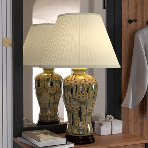 25" Glazed Bamboo Blossom Vase Lamp