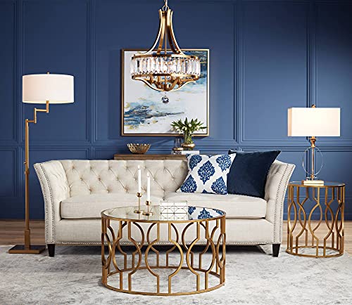 Rolland 30" Large Table Lamp Brass Glass Antique Column Traditional