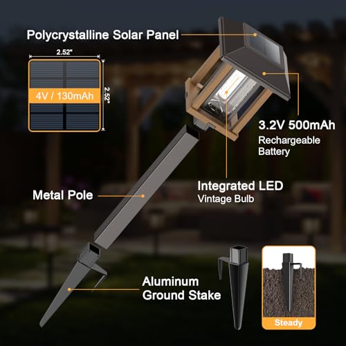 4 Pack Solar Pathway Lights Outdoor (4 Count)