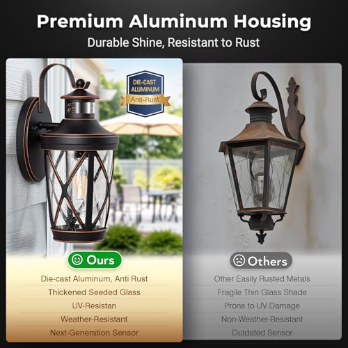 Bronze Outdoor Porch Light (Oil Rubbed Bronze (Gold Trim) / 1-Pack)
