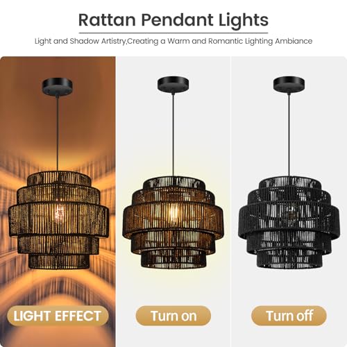 Boho Rattan Chandelier Light