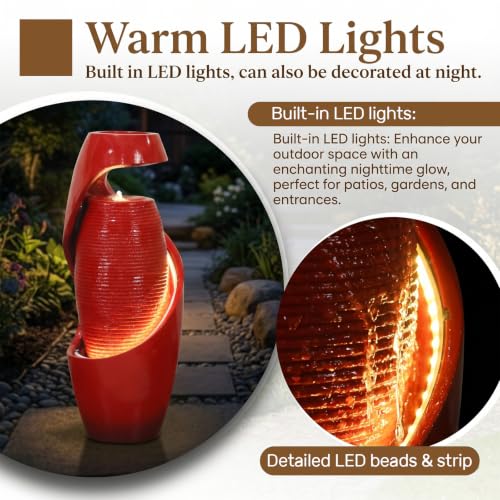 30H Vase Outdoor Water Fountain with Smoothing Flow