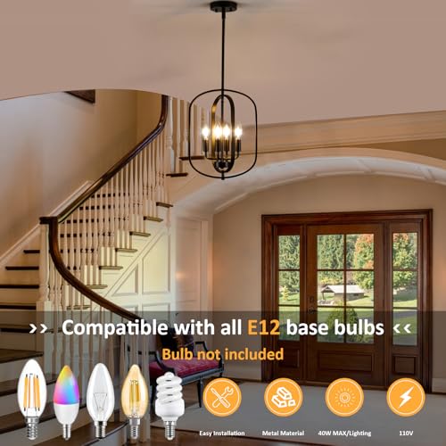 Black Chandelier for Dining Room Light Fixture (4 Count)
