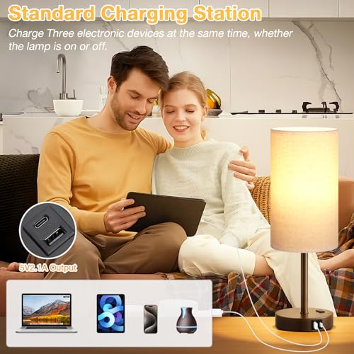 17.4" Bedside Lamp for Bedroom