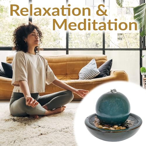 Sunnydaze 7" Indoor Ceramic Tabletop Fountain with Orb