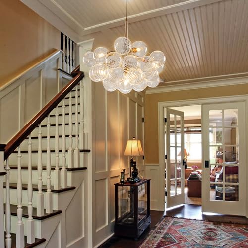 Bubble Ball Chandelier White and Gold 6