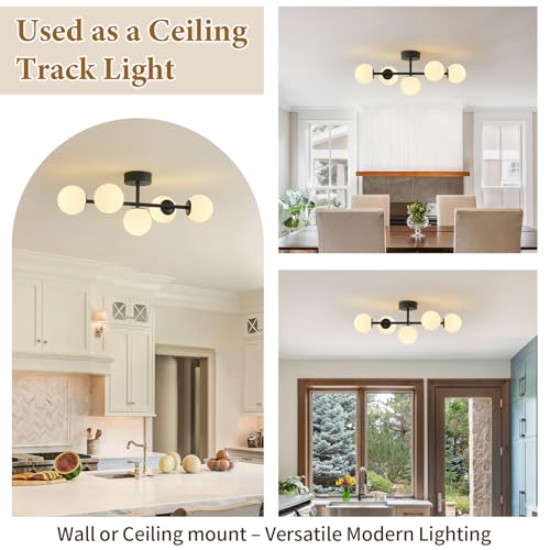 27" Mid Century Modern White Globe Black LED Bathroom Vanity Light