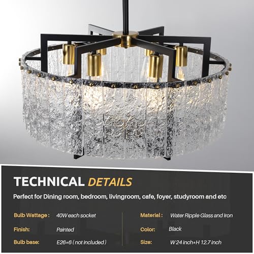 Modern Black Crystal Chandeliers for Dining Room
