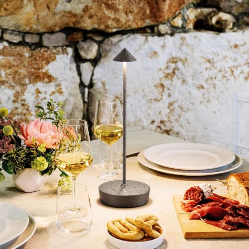 Cordless Rechargeable Led Table Lamp Battery Operated Light Charcoal Gray 2