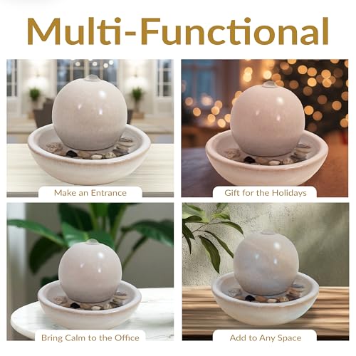 Sunnydaze 7" Indoor Ceramic Tabletop Fountain with Orb