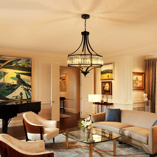 5 Light Black Crystal Chandelier for Dining Room