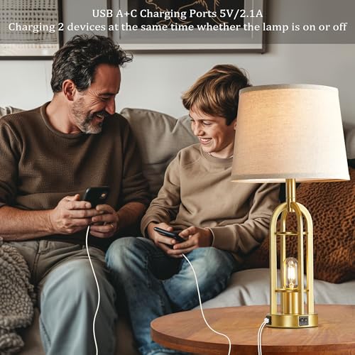 Gold Table Lamps for Living Room Set of 2 (2 Count)