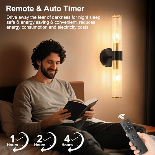 Black Gold Battery Operated Wall Sconce