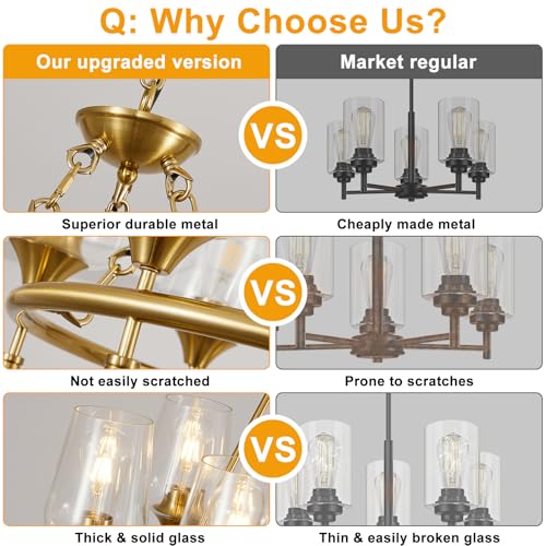 25" Modern Gold Chandelier for Dining Room