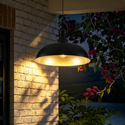 2 Pack 15.7" Matte Black Barn Pendant Lights