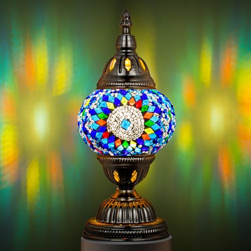 Turkish Mosaic Lamp Stained Glass Table Lamp with Tiffany Style