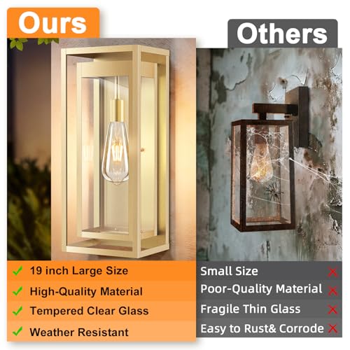 19 Inch Gold Outdoor Wall Light Fixtures