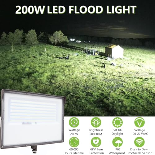 Dusk to Dawn 200W Outdoor LED Flood Light with 1 (2 Count)